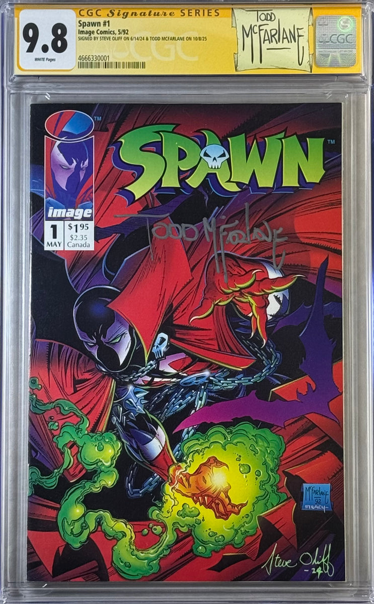 SPAWN #1 CGC SS 9.8 SIGNED BY TODD MCFARLANE & STEVE OLIFF