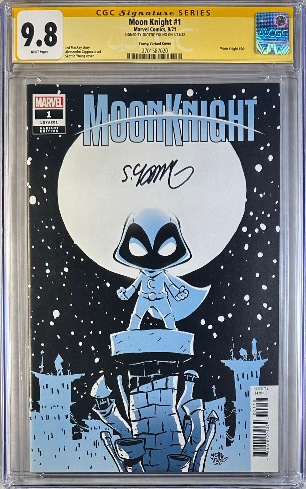 MOON KNIGHT #1 YOUNG VARIANT COVER CGC SS 9.8 SIGNED BY SKOTTIE YOUNG