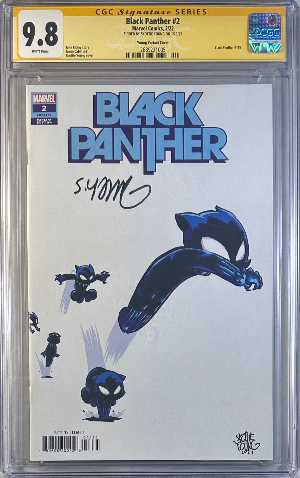 BLACK PANTHER #2 YOUNG VARIANT COVER CGC SS 9.8 SIGNED BY SKOTTIE YOUNG