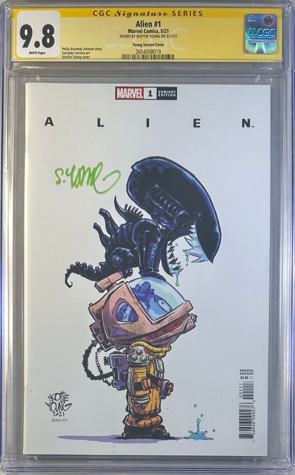 ALIEN #1 YOUNG VARIANT COVER CGC SS 9.8 SIGNED BY SKOTTIE YOUNG