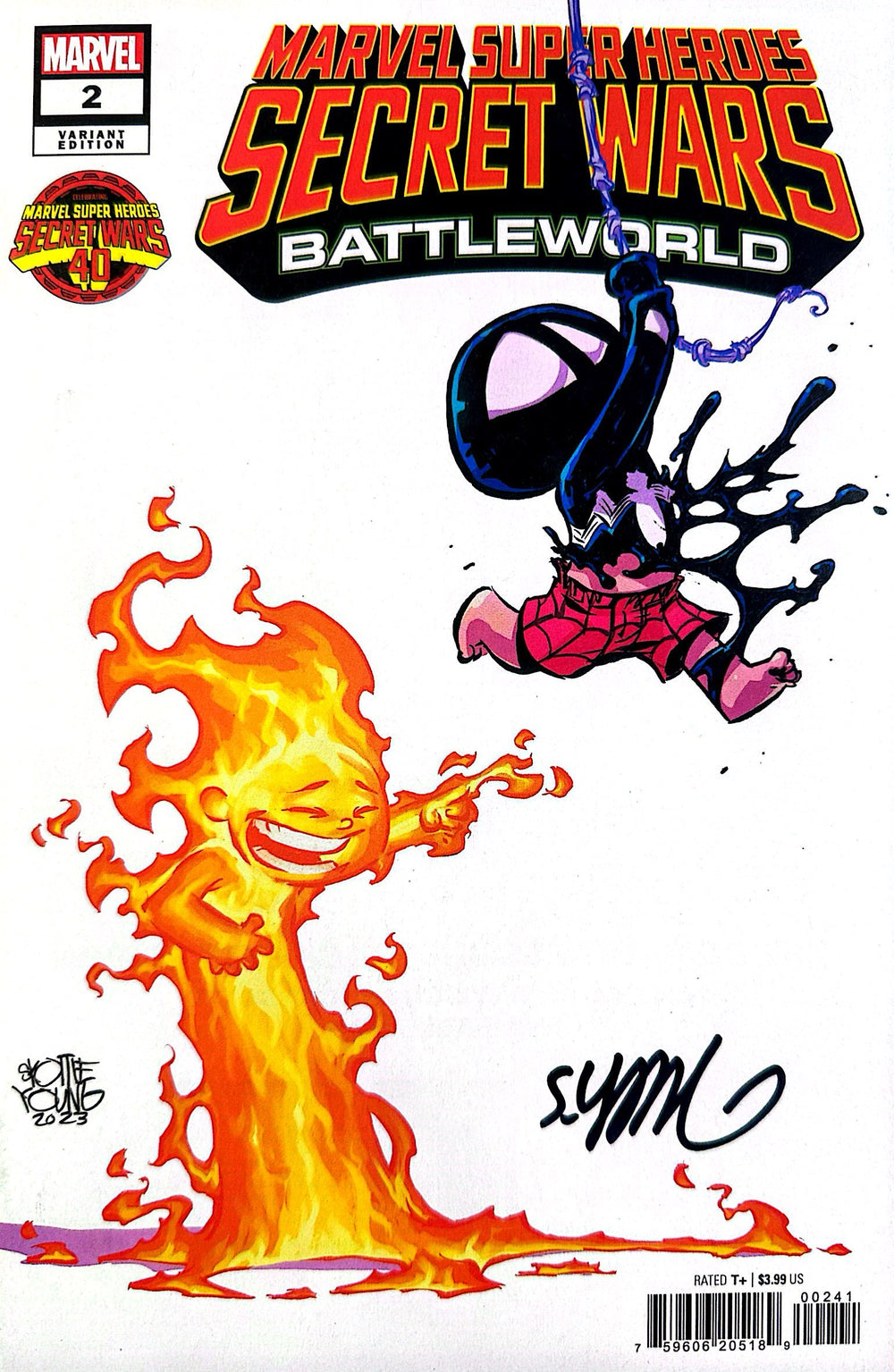 MARVEL SUPERHEROES SECRET WARS BATTLEWORLD #2 SIGNED BY SKOTTIE YOUNG