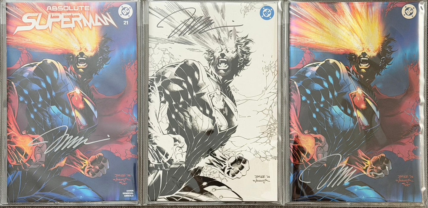
                  
                    ABSOLUTE SUPERMAN #21 JIM LEE SDCC EXCLUSIVE 3 COVER SET (ALL SIGNED BY JIM LEE)
                  
                