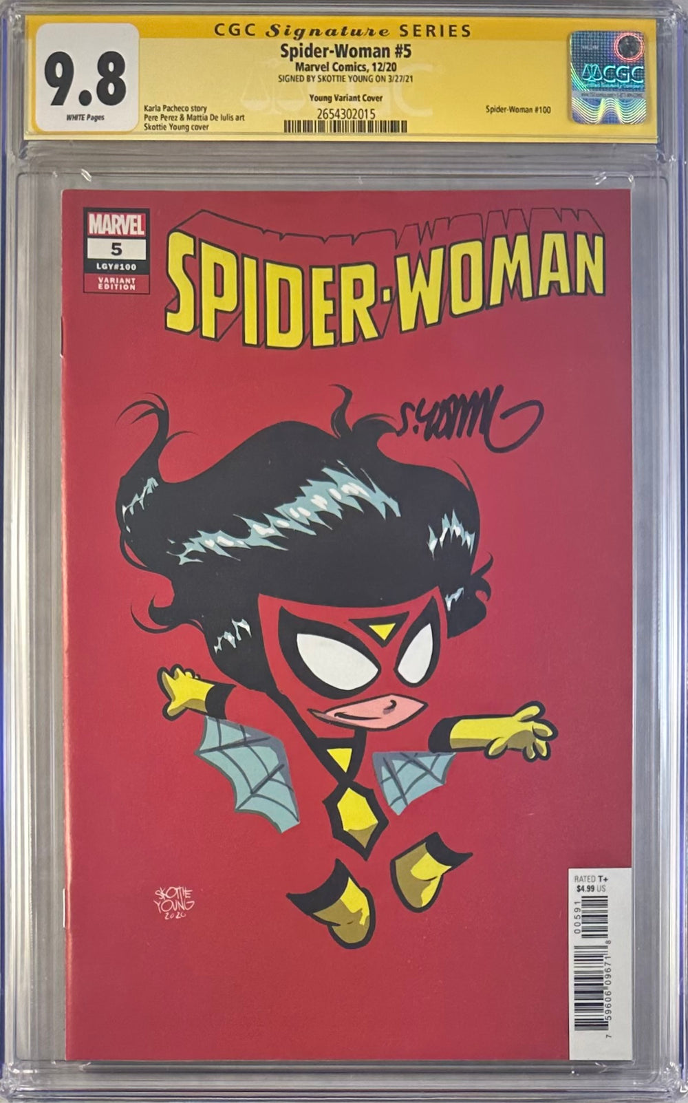 SPIDER-WOMAN #5 YOUNG VARIANT COVER CGC SS 9.8 SIGNED BY SKOTTIE YOUNG