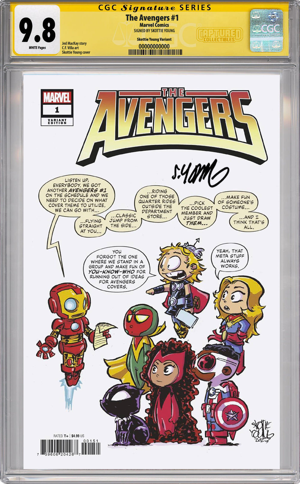 The Avengers #1 Variant CGC SS 9.8 Signed by Skottie Young