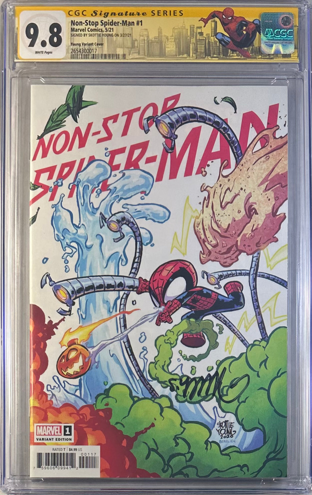 NON-STOP SPIDER-MAN #1 YOUNG VARIANT COVER CGC SS 9.8 SIGNED BY SKOTTIE YOUNG