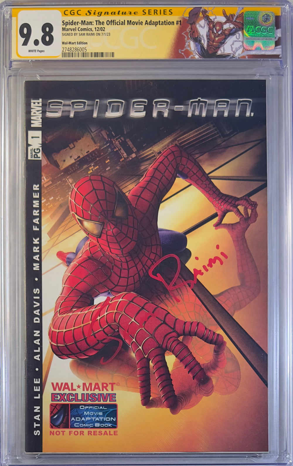 SPIDER-MAN: THE OFFICIAL MOVIE ADAPTATION #1 WAL-MART EDITION CGC SS 9.8 SIGNED BY SAM RAIMI