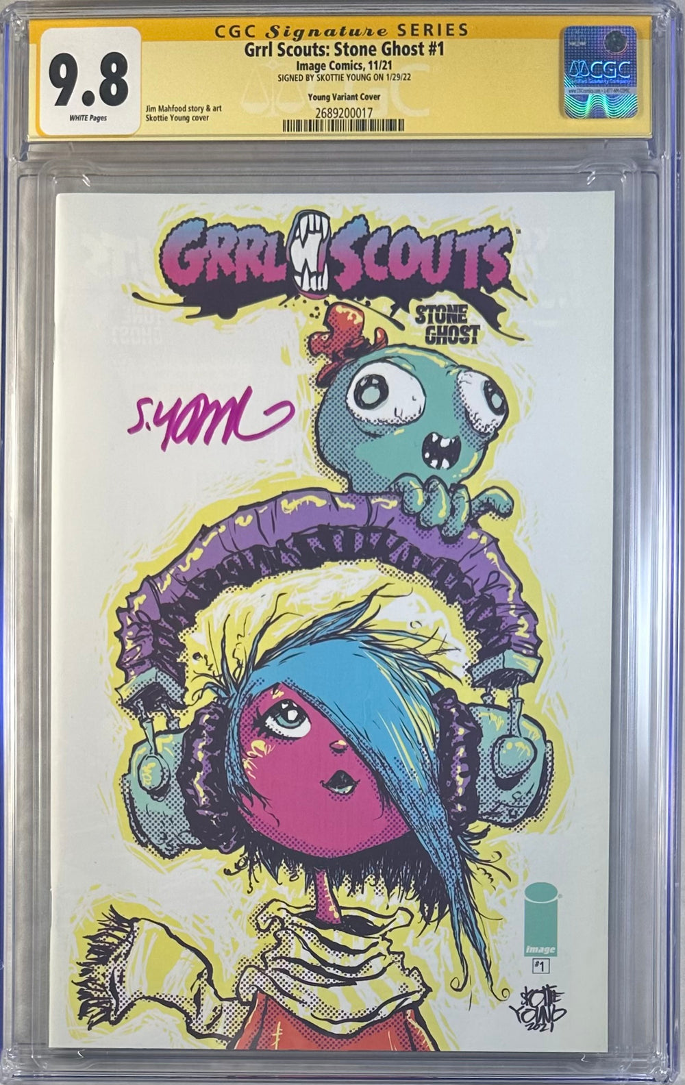 GRRL SCOUTS: STONE GHOST #1 YOUNG VARIANT COVER CGC SS 9.8 SIGNED BY SKOTTIE YOUNG