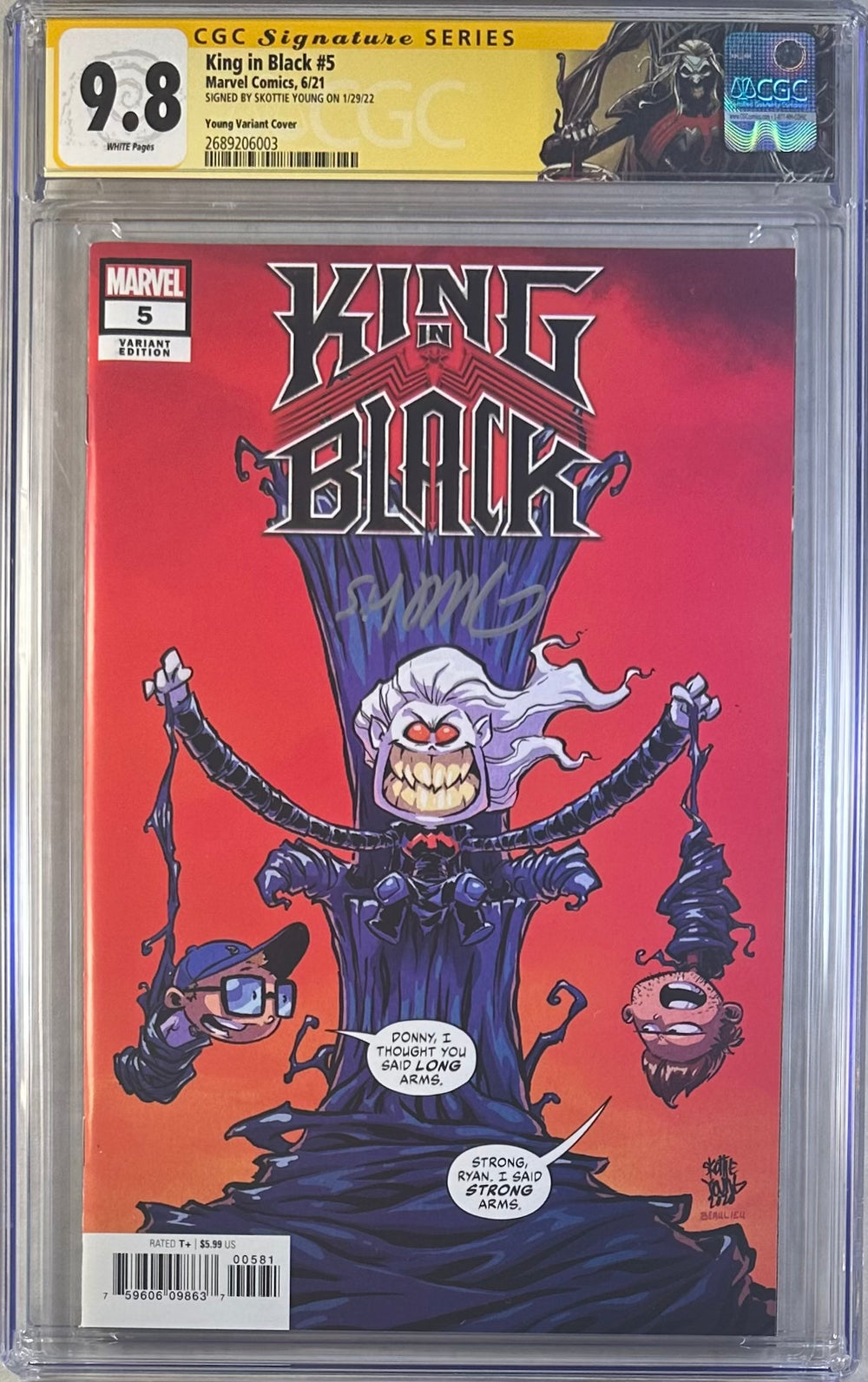 KING IN BLACK #5 YOUNG VARIANT COVER CGC SS 9.8 SIGNED BY SKOTTIE YOUNG