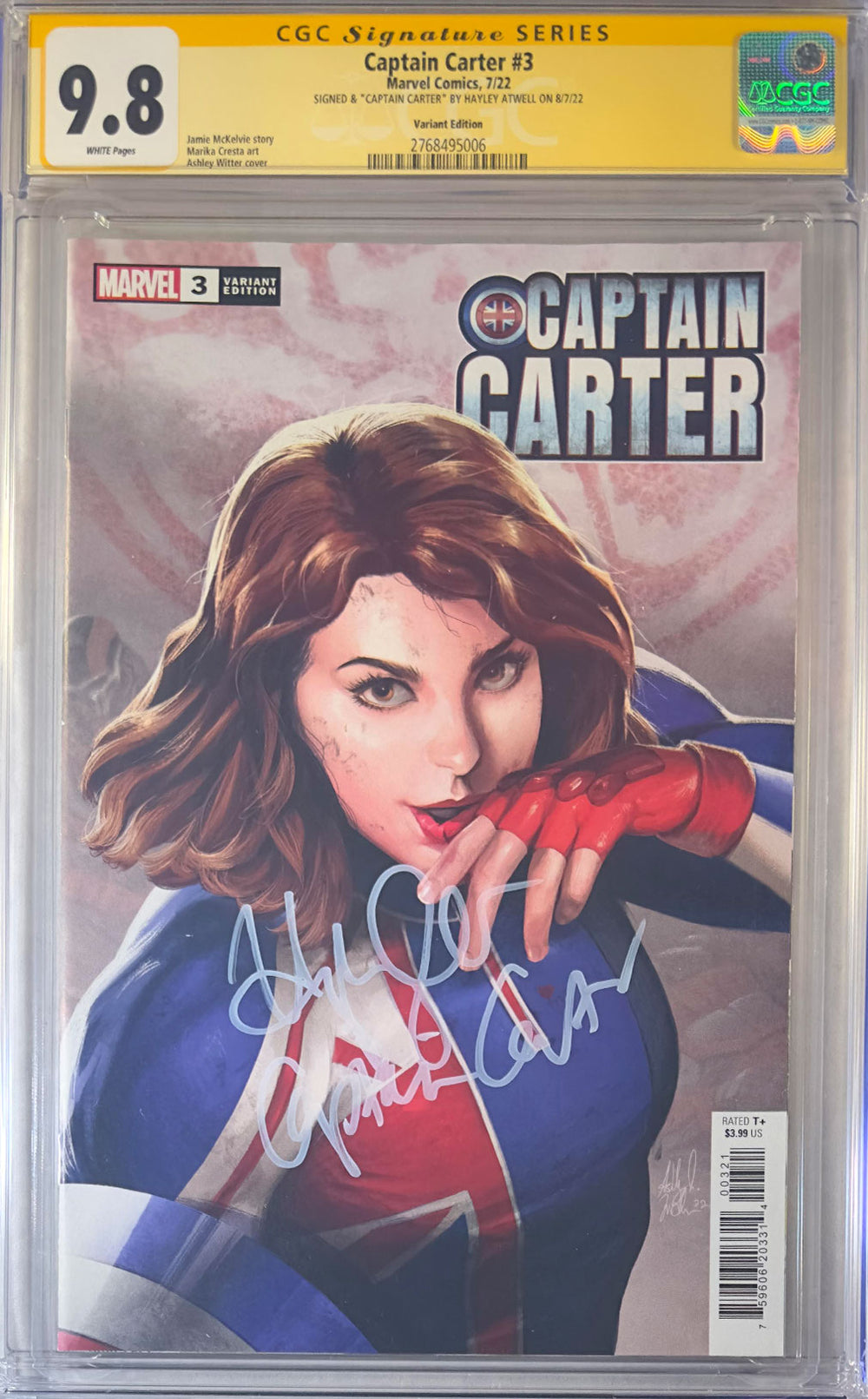 Captain Carter #3 Variant CGC SS 9.8 Signed by Hayley Atwell