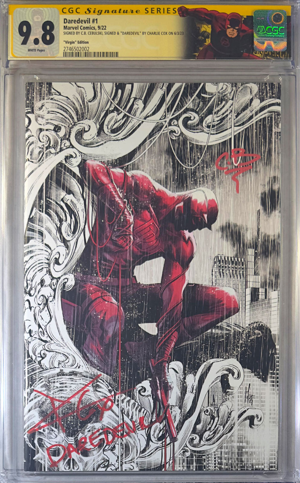 Daredevil #1 Variant CGC SS Signed by C.B. Cebulski & Charlie Cox