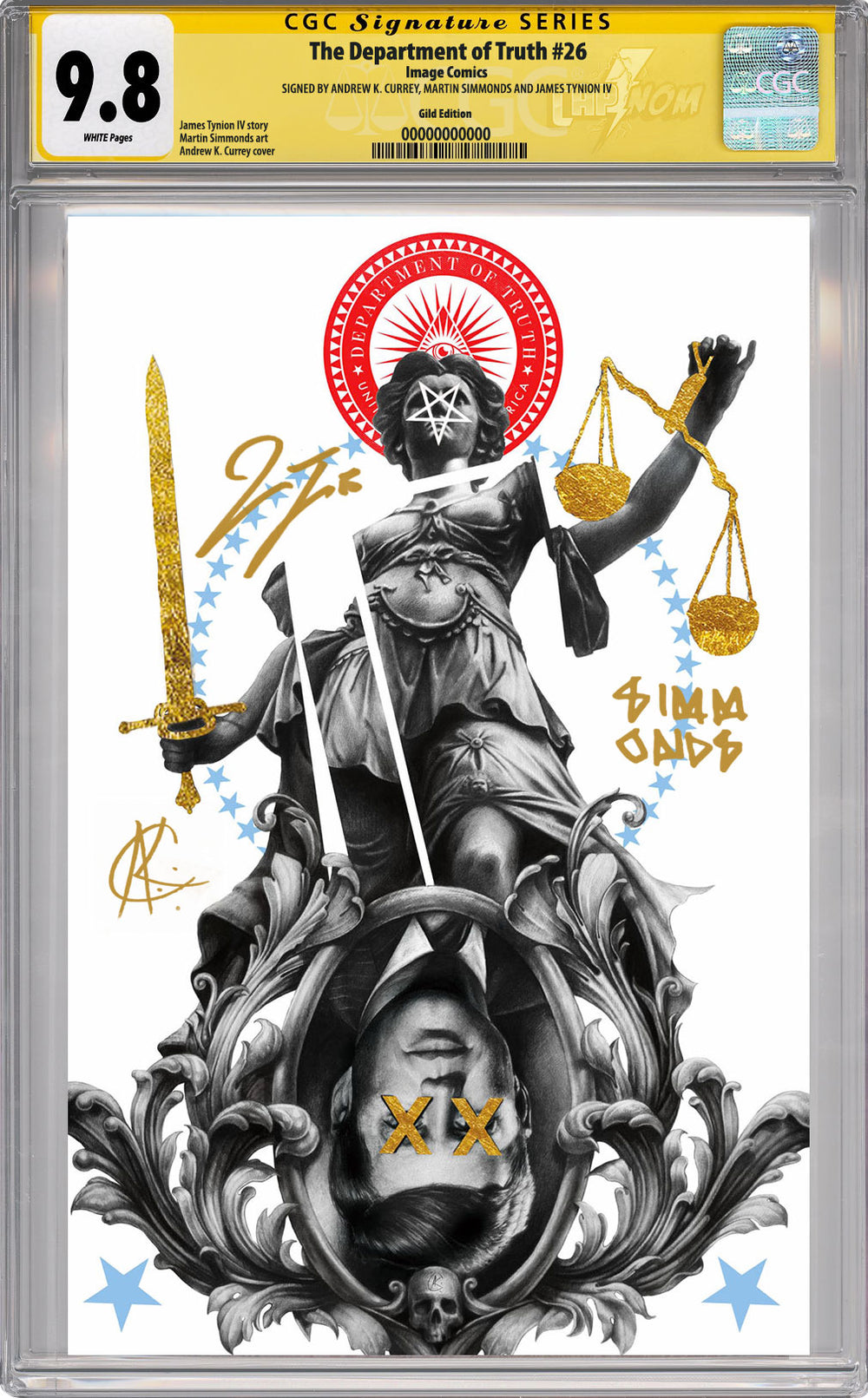 DEPARTMENT OF TRUTH #26 AP GILDED ULTIMATE EDITION CGC 9.8 SIGNED BY ANDREW K CURREY JAMES TYNION IV MARTIN SIMMONDS