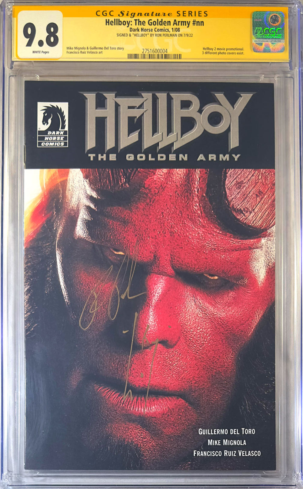 Hellboy: The Golden Army #nn CGC SS 9.8 Signed by Ron Perlman