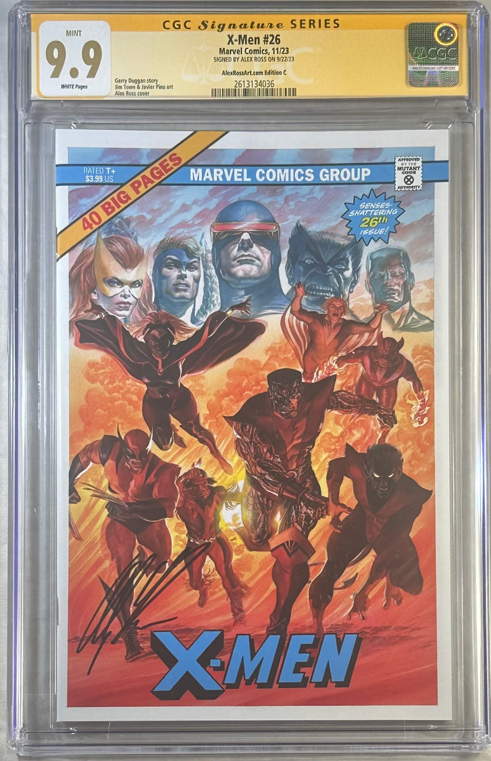 X-MEN #26 ALEXROSSART.COM EDITION C CGC SS 9.9 SIGNED BY ALEX ROSS