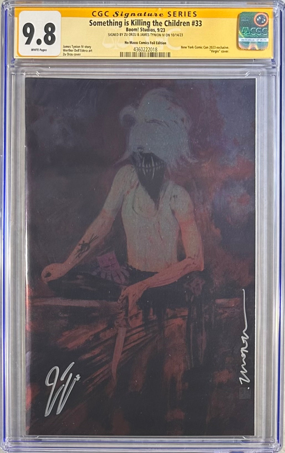 SOMETHING IS KILLING THE CHILDREN #33 ZU ORZU NYCC FOIL EDITION CGC SS 9.8 SIGNED BY JAMES TYNION IV & ZU ORZU