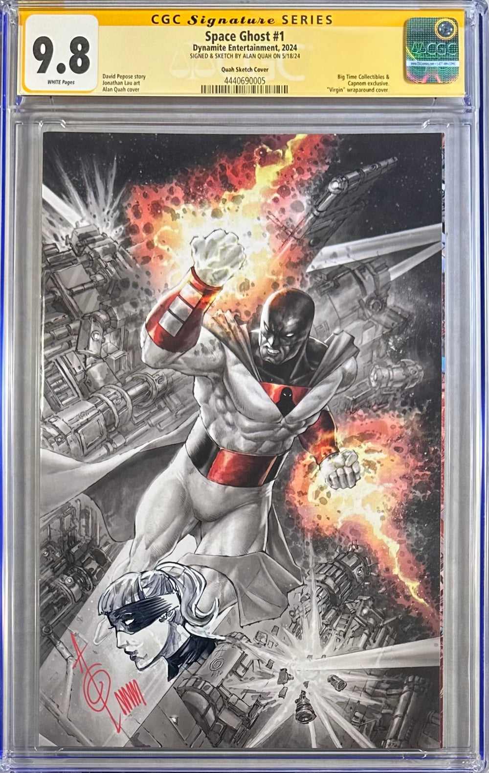 SPACE GHOST #1 GREYSCALE WRAPAROUND VIRGIN CGC SS 9.8 SIGNED & REMARKED BY ALAN QUAH