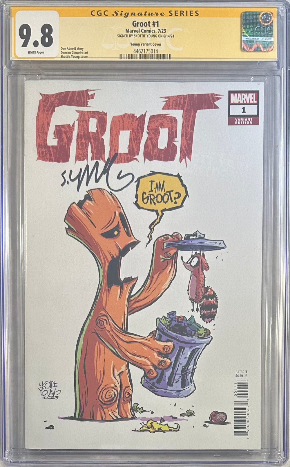 GROOT #1 YOUNG VARIANT COVER CGC SS 9.8 SIGNED BY SKOTTIE YOUNG