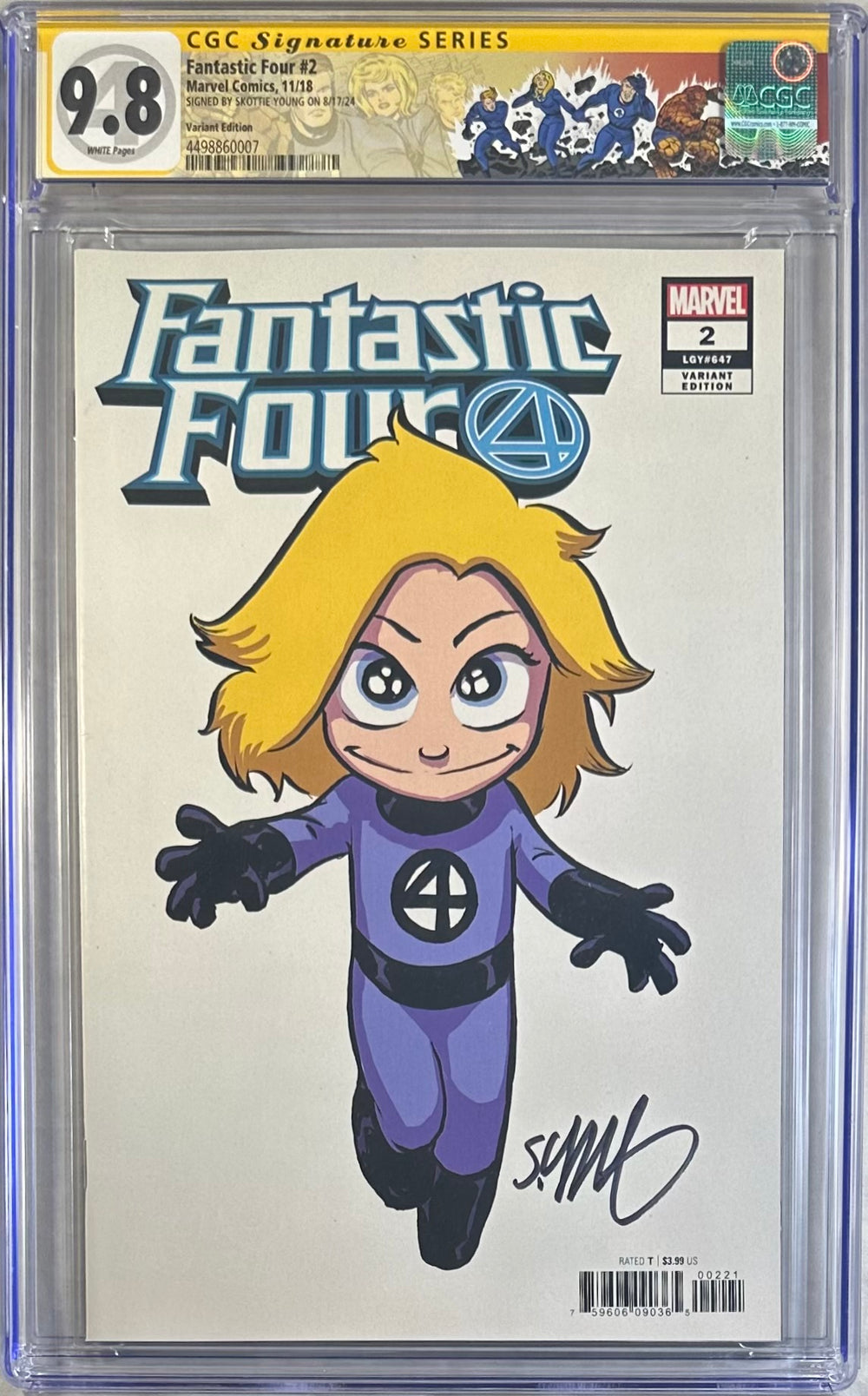 FANTASTIC FOUR #2 VARIANT EDITION CGC SS 9.8 SIGNED BY SKOTTIE YOUNG