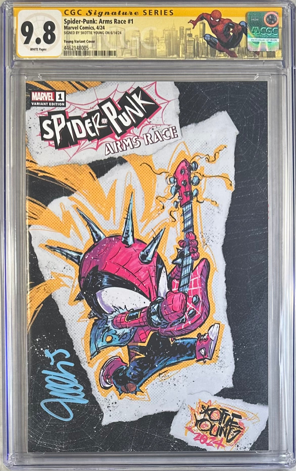 SPIDER-PUNK: ARMS RACE #1 YOUNG VARIANT COVER CGC SS 9.8 SIGNED BY SKOTTIE YOUNG