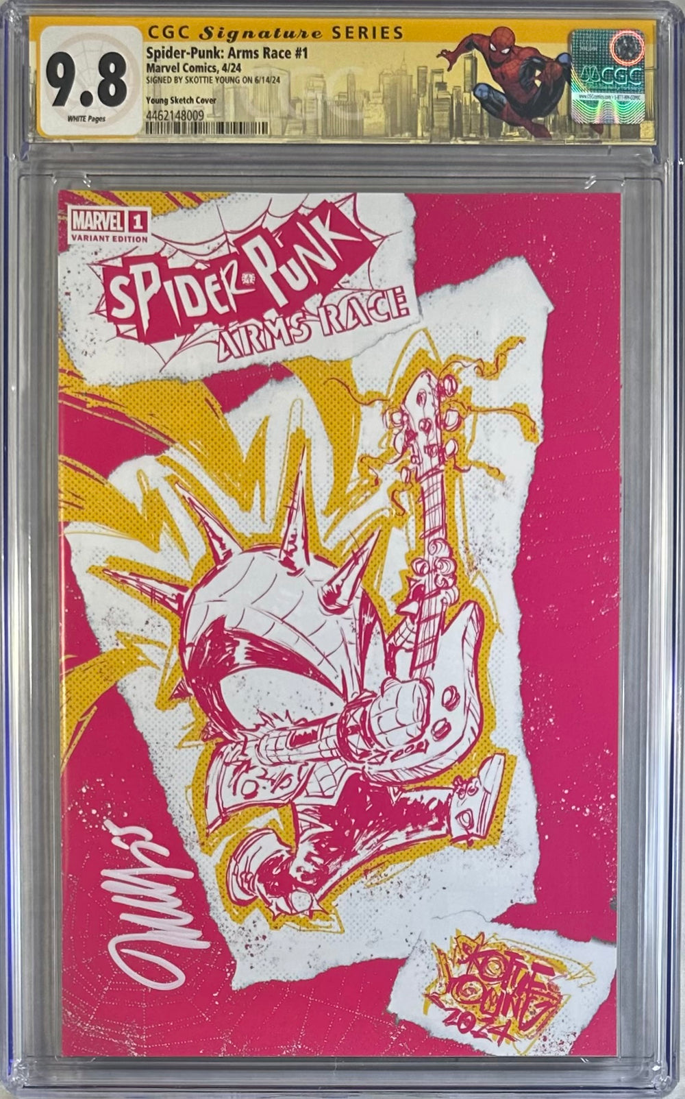 SPIDER-PUNK: ARMS RACE #1 YOUNG SKETCH COVER CGC SS 9.8 SIGNED BY SKOTTIE YOUNG