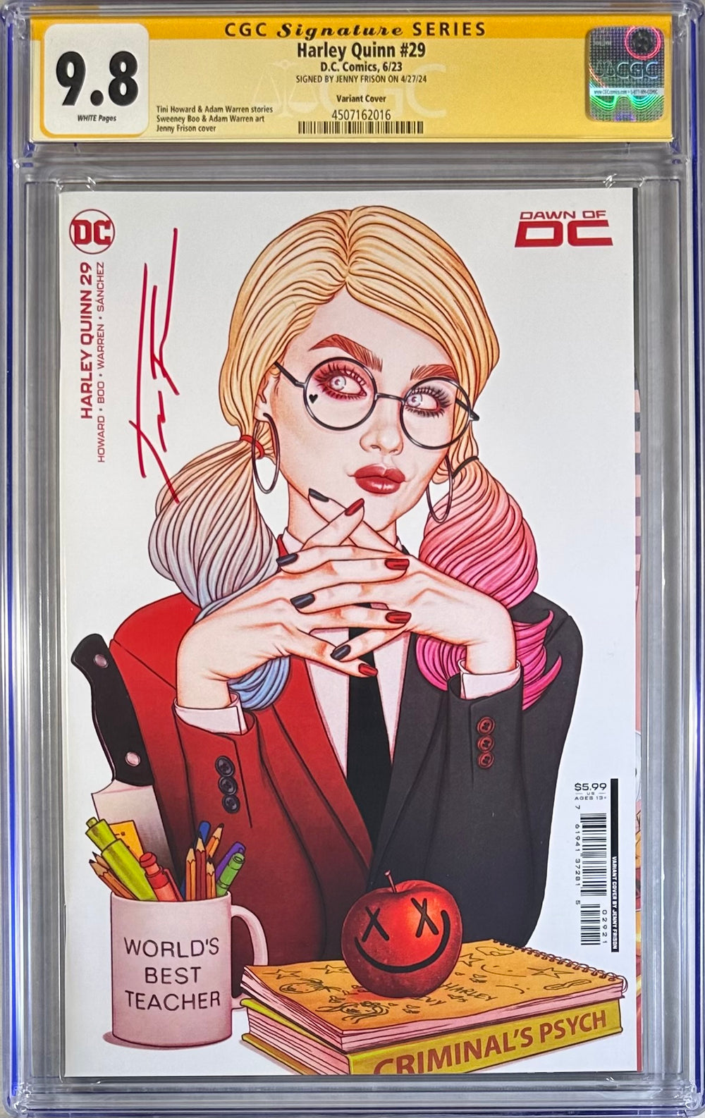 HARLEY QUINN #29 VARIANT COVER CGC SS 9.8 SIGNED BY JENNY FRISON