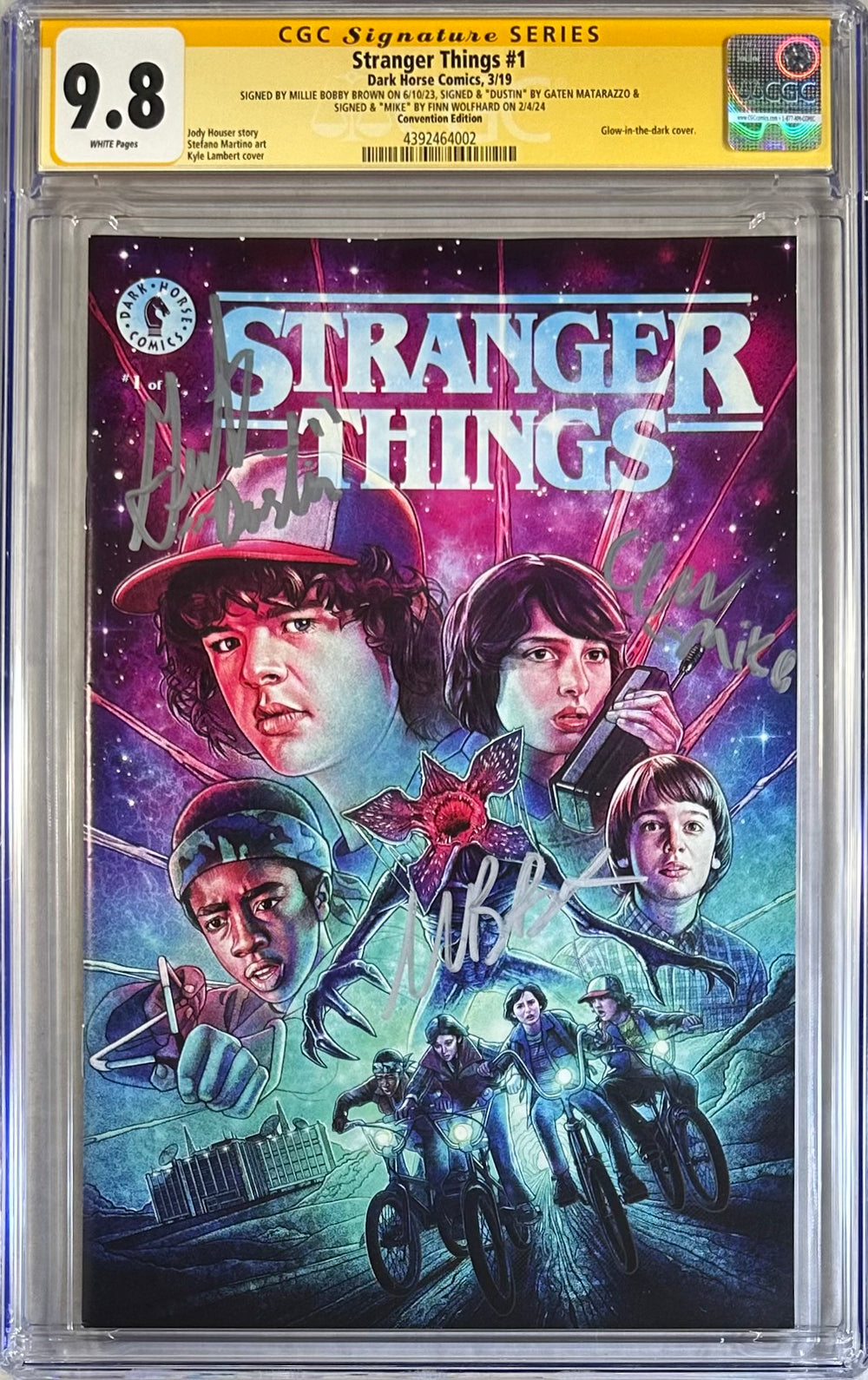 STRANGER THINGS #1 CONVENTION EDITION CGC SS 9.8 SIGNED BY MILLIE BOBBY BROWN, GATEN MATARAZZO & FINN WOLFHARD