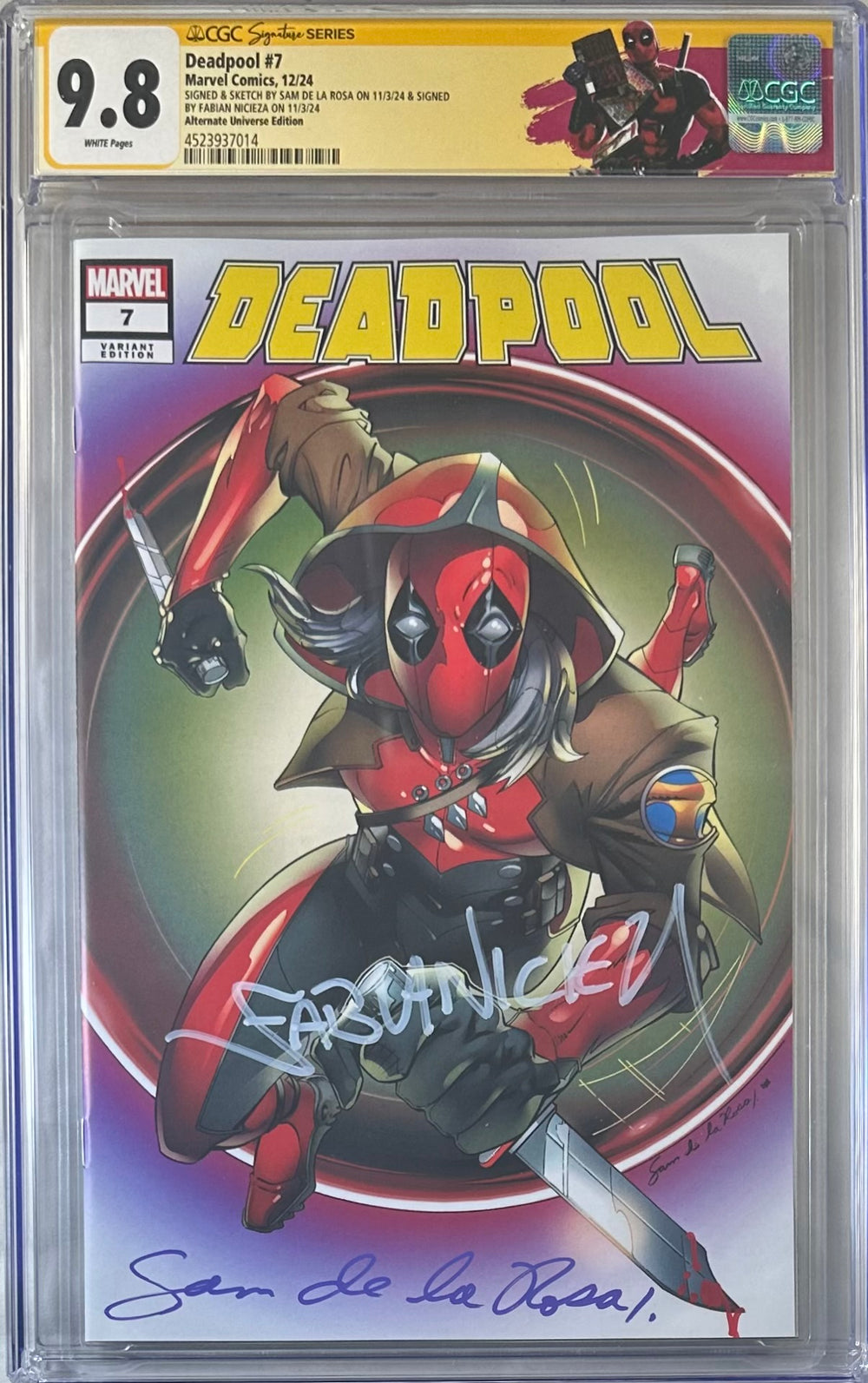 DEADPOOL #7 ALTERNATE UNIVERSE EDITION CGC SS 9.8 SIGNED BY SAM DE LA ROSA & FABIAN NICIEZA