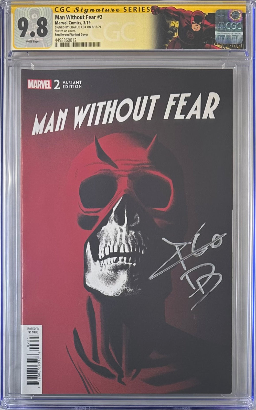 MAN WITHOUT FEAR #2 SMALLWOOD VARIANT COVER CGC SS 9.8 SIGNED BY CHARLIE COX