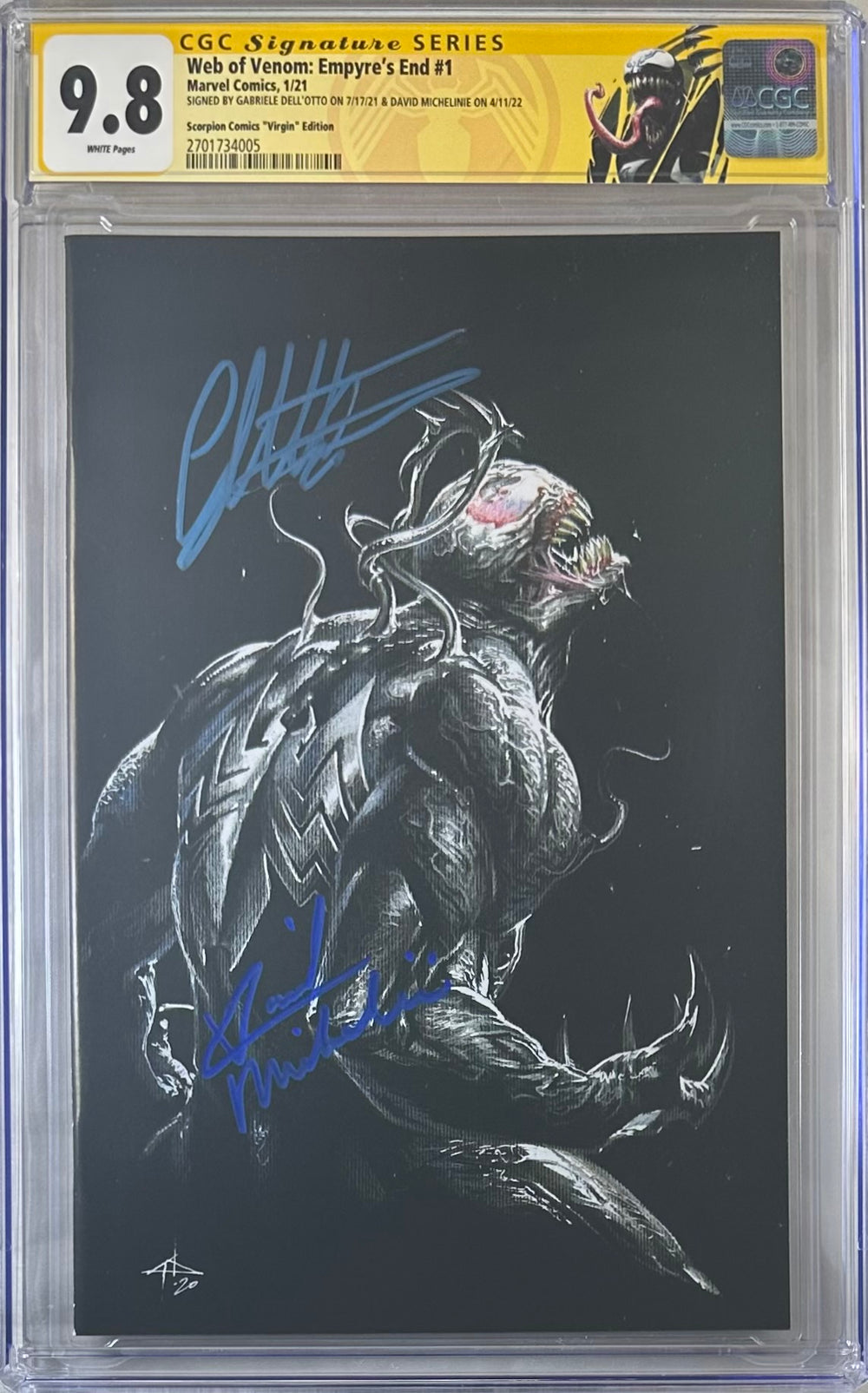 WEB OF VENOM: EMPYRE’S END #1 “VIRGIN” EDITION CGC SS 9.8 GABRIELE DELL’OTTO & DAVID MICHELINIE