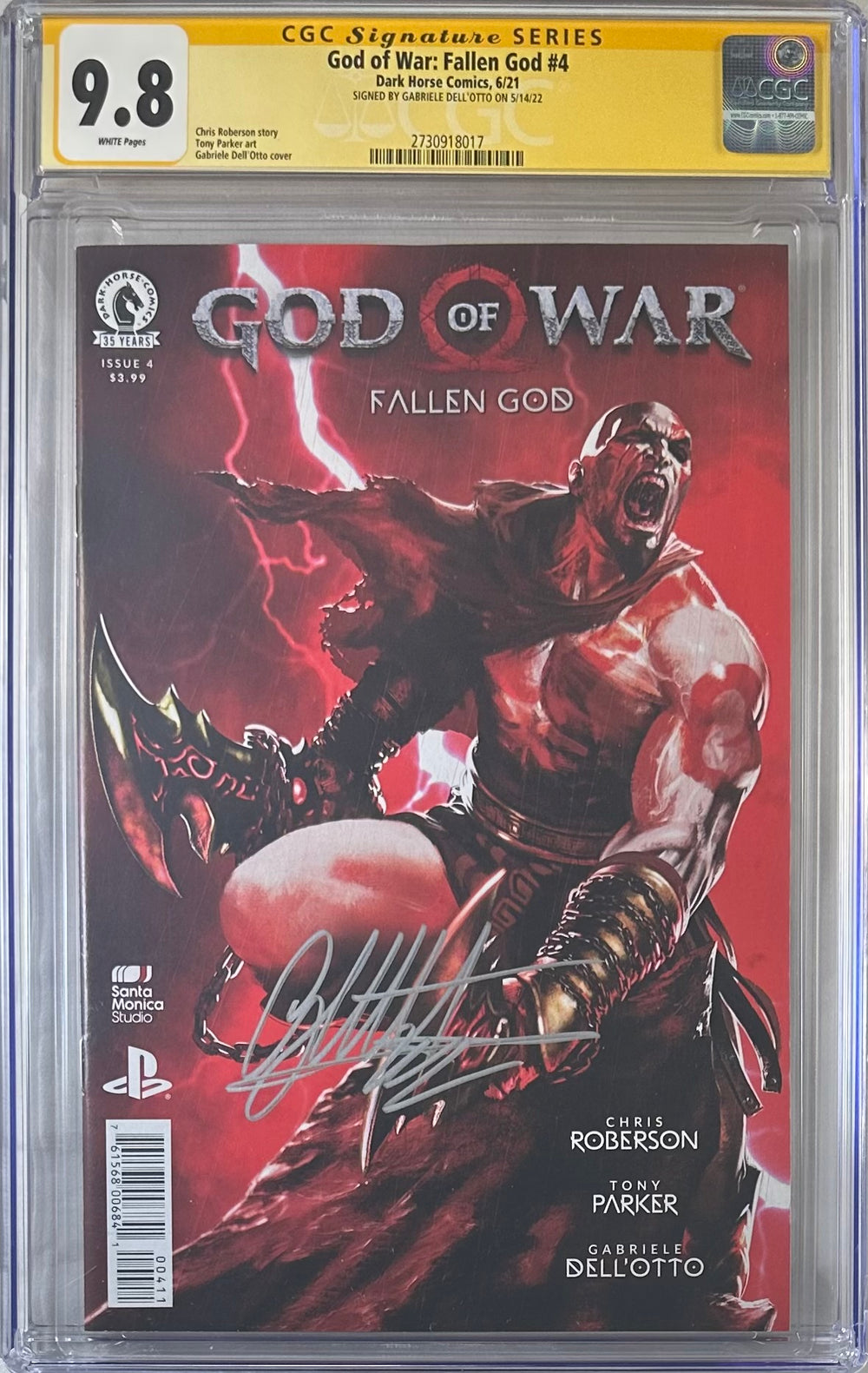 GOD OF WAR: FALLEN GOD #4 CGC SS 9.8 SIGNED BY GABRIELE DELL’OTTO