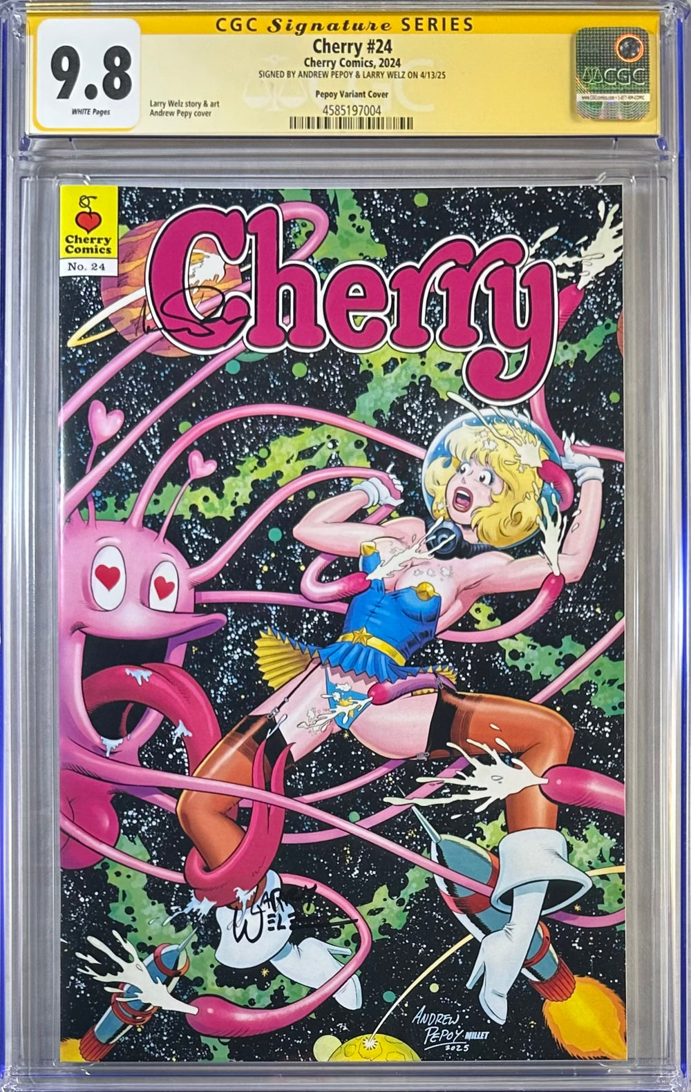 CHERRY #24 PEPOY VARIANT COVER CGC SS 9.8 SIGNED BY ANDREW PEPOY & LARRY WELZ