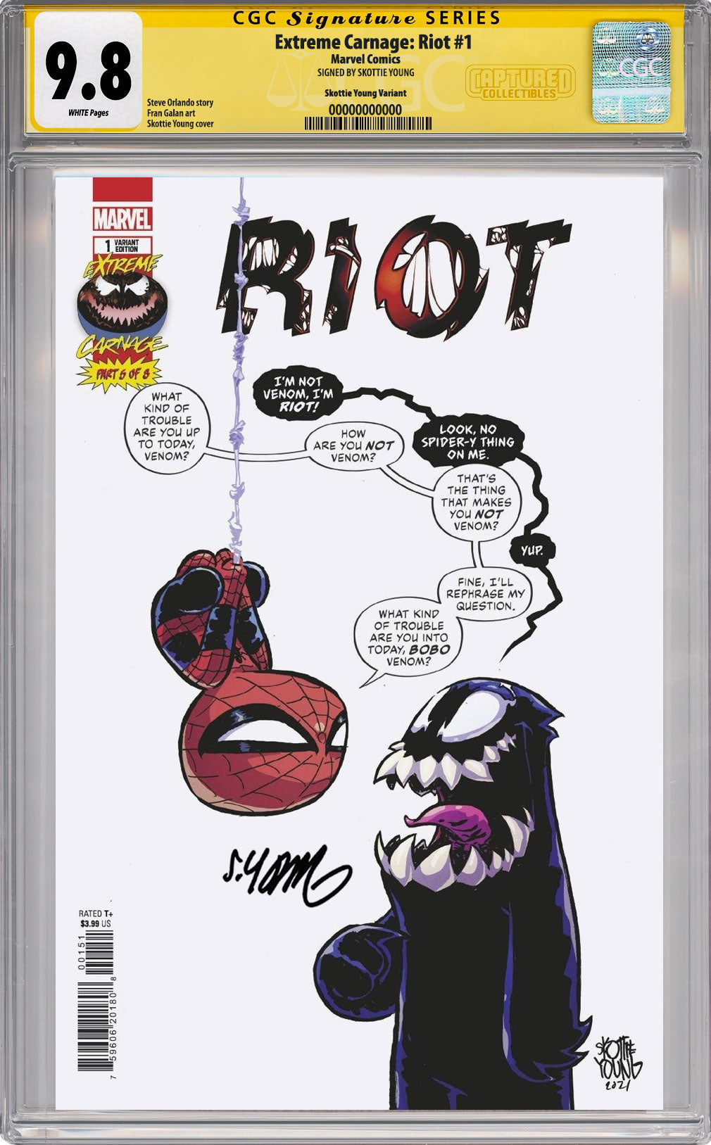 Extreme Carnage: Riot #1 Variant CGC SS 9.8 Signed by Skottie Young