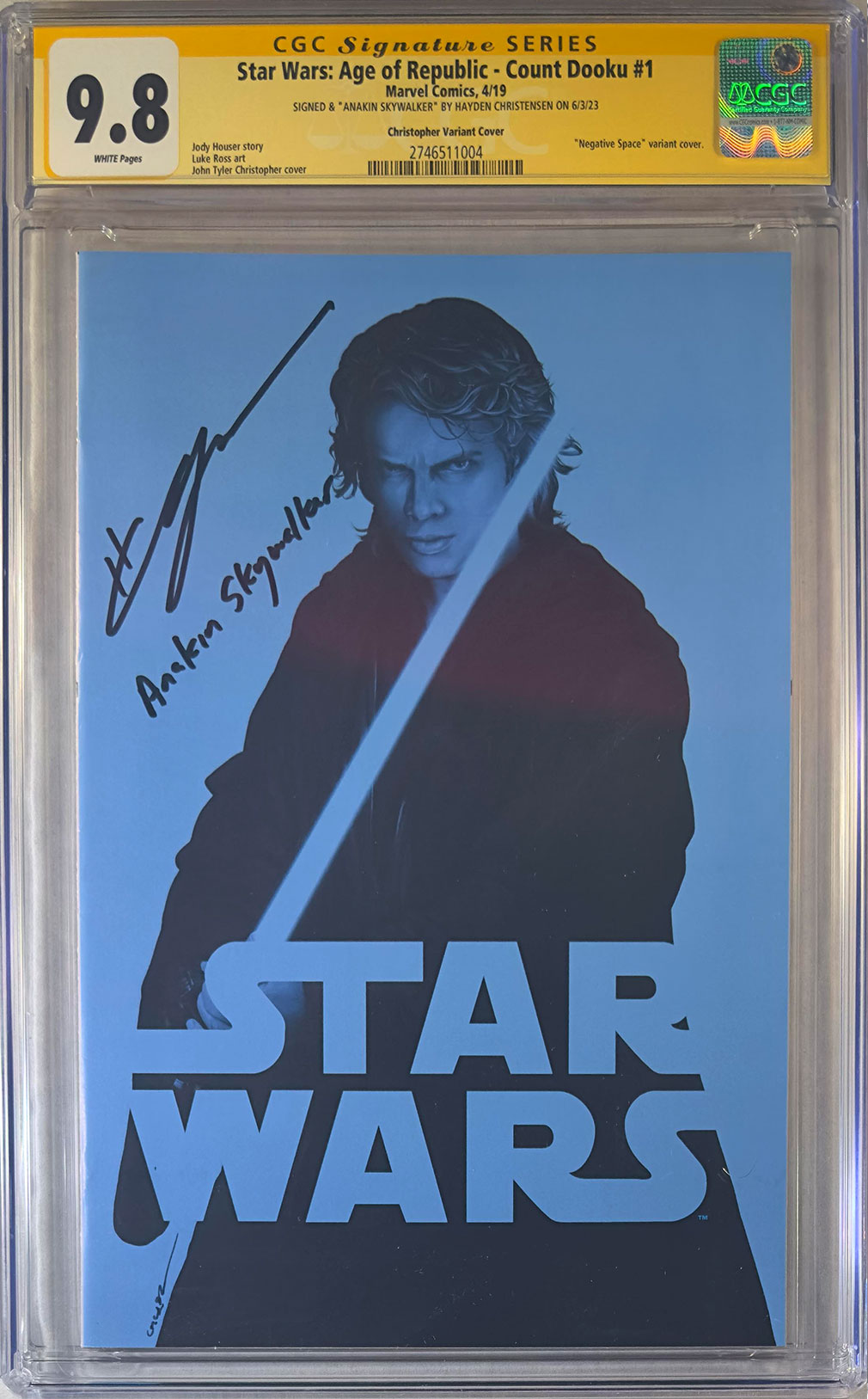 Star Wars: Age of Republic - Count Dooki #1 Variant CGC SS 9.8 Signed by Hayden Christensen